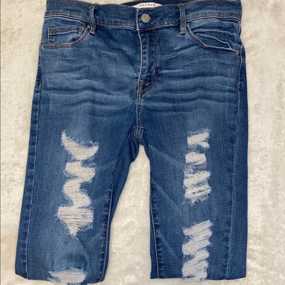pacsun dark blue ripped jeans
